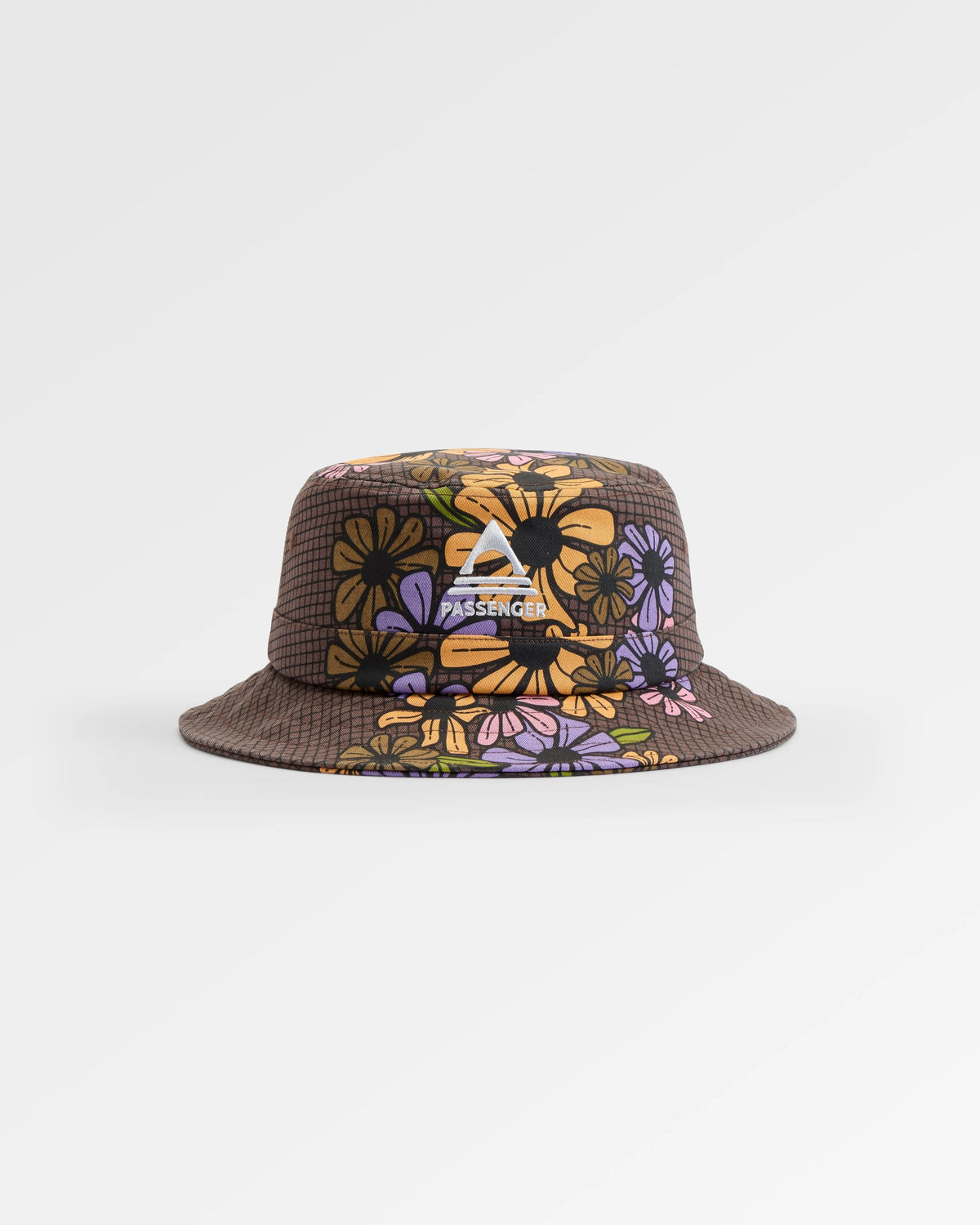 Shaded Bucket Hat - Floral Grid Espresso - Flatlay