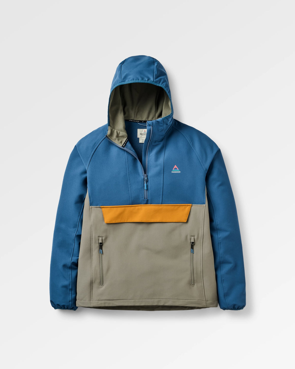 Roamer Softshell Anorak - Dark Denim/ Dusty Olive - Flatlay