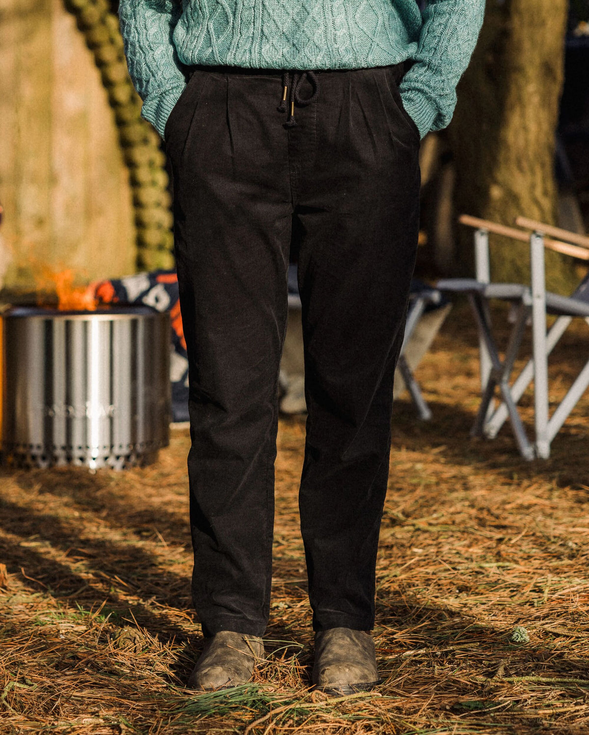 Compass Corduroy Trouser - Black - Lifestyle