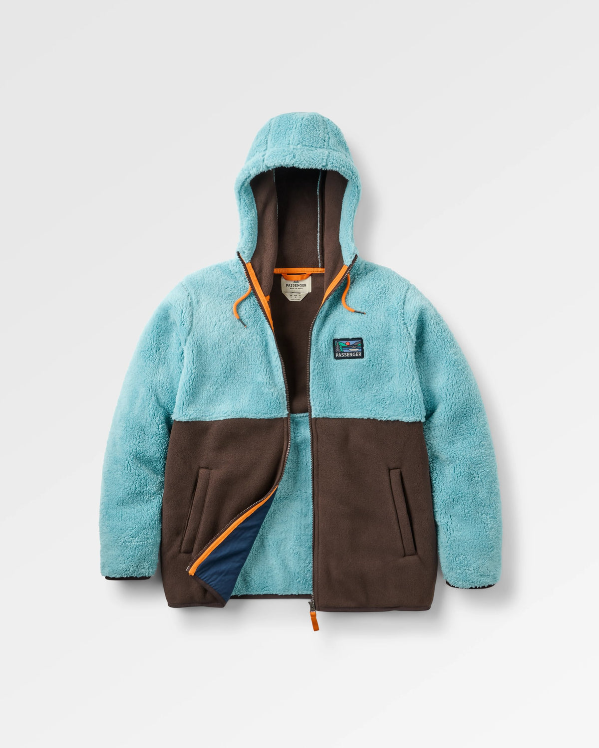 Nestling Polar-Lined Sherpa Fleece - Retro Blue/Espresso - Flatlay