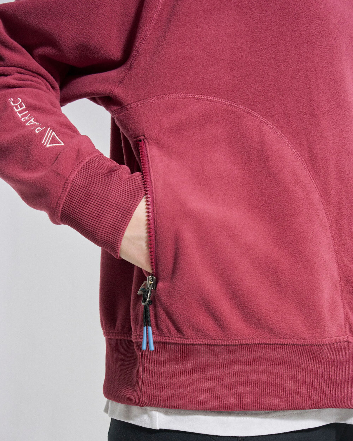 Ayla Micro Polartec® Crew Fleece - Maroon - Studio Model