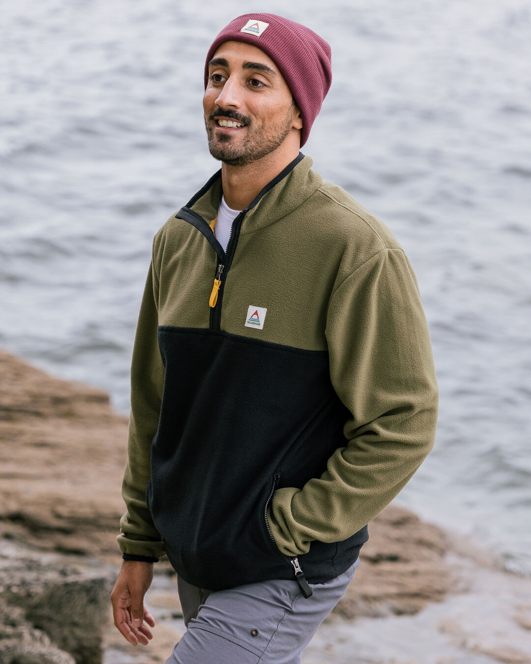 Set Off Polar 1/4 Zip Fleece - Khaki - Lifestyle