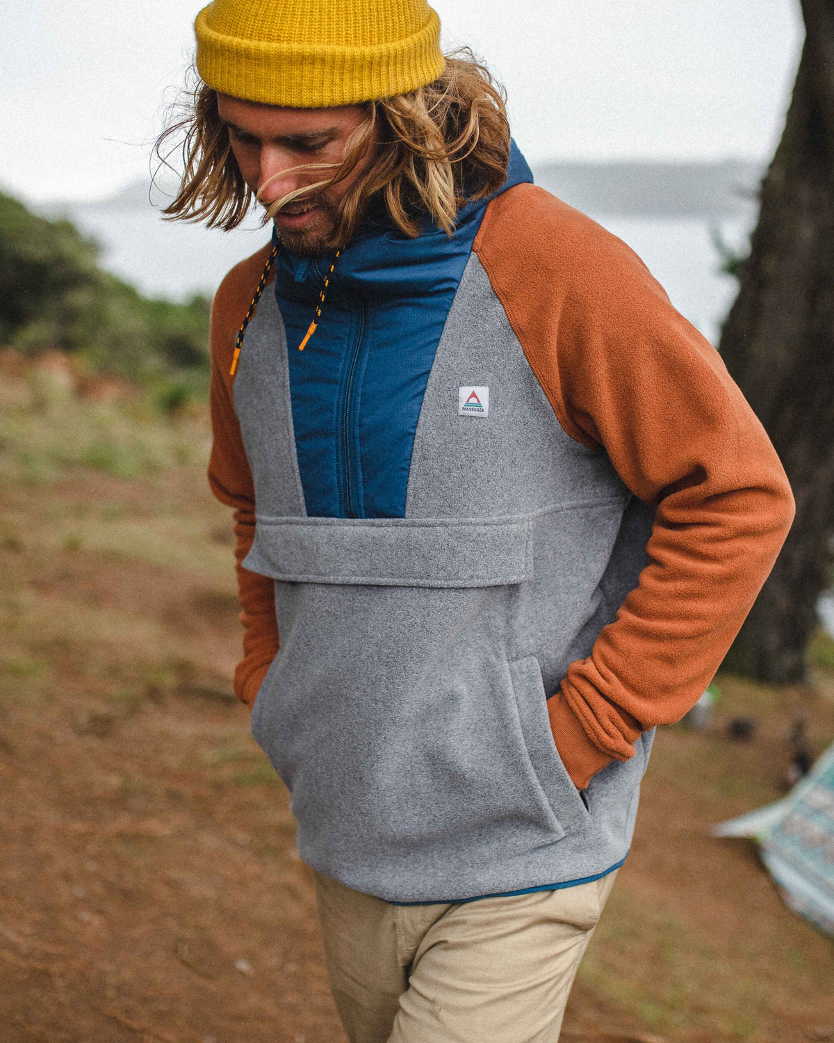 Woodland Hooded 1/2 Zip Polar Fleece - Grey Marl -