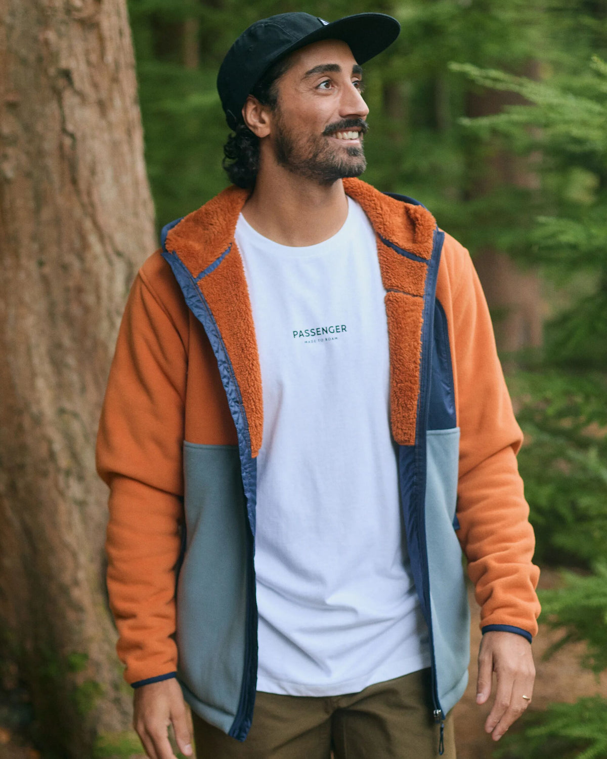 Loch Hooded Polar Fleece - Sunset Orange/Storm Grey - Lifestyle