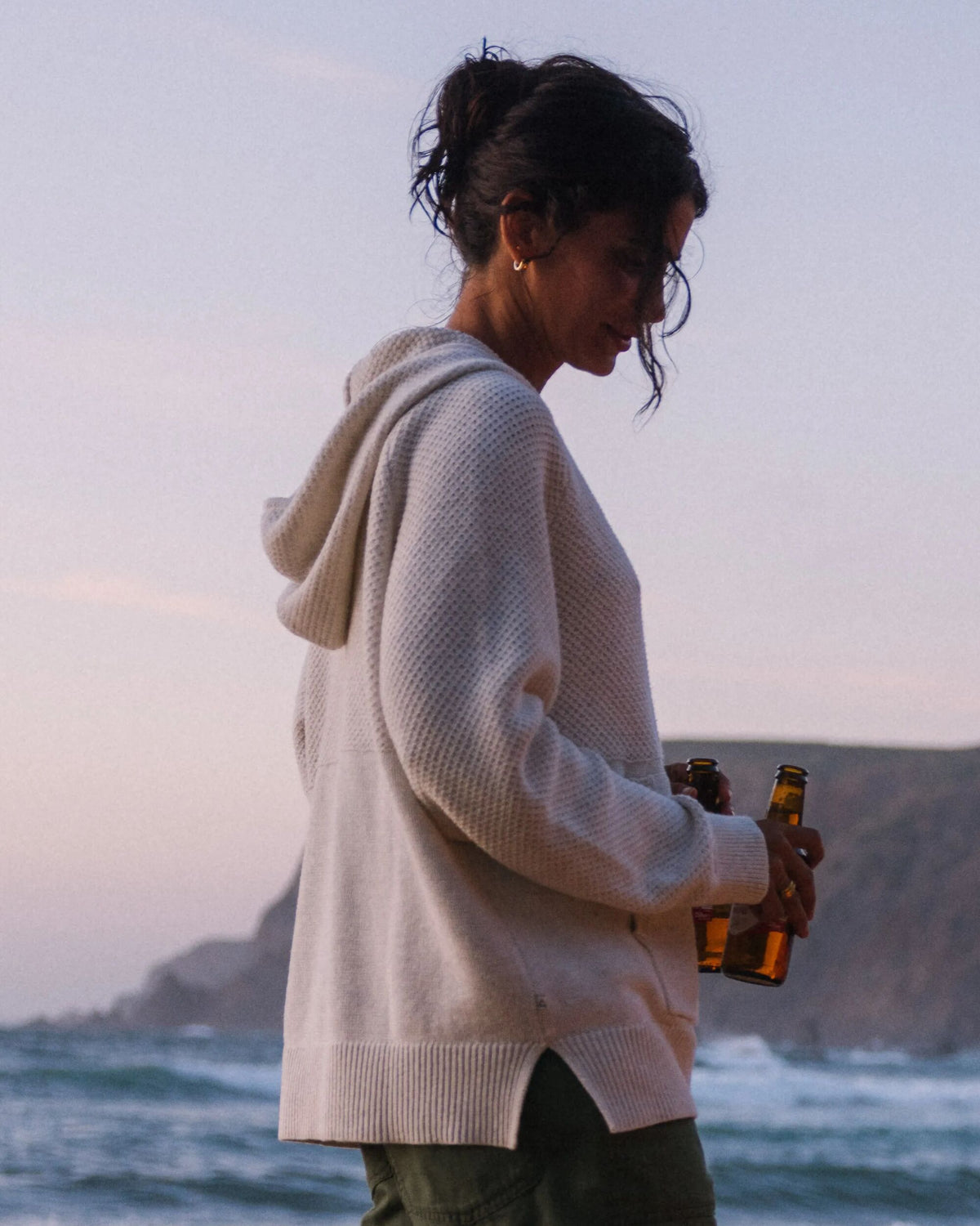Cove Cotton Knitted Hoodie - Off White - Lifestyle