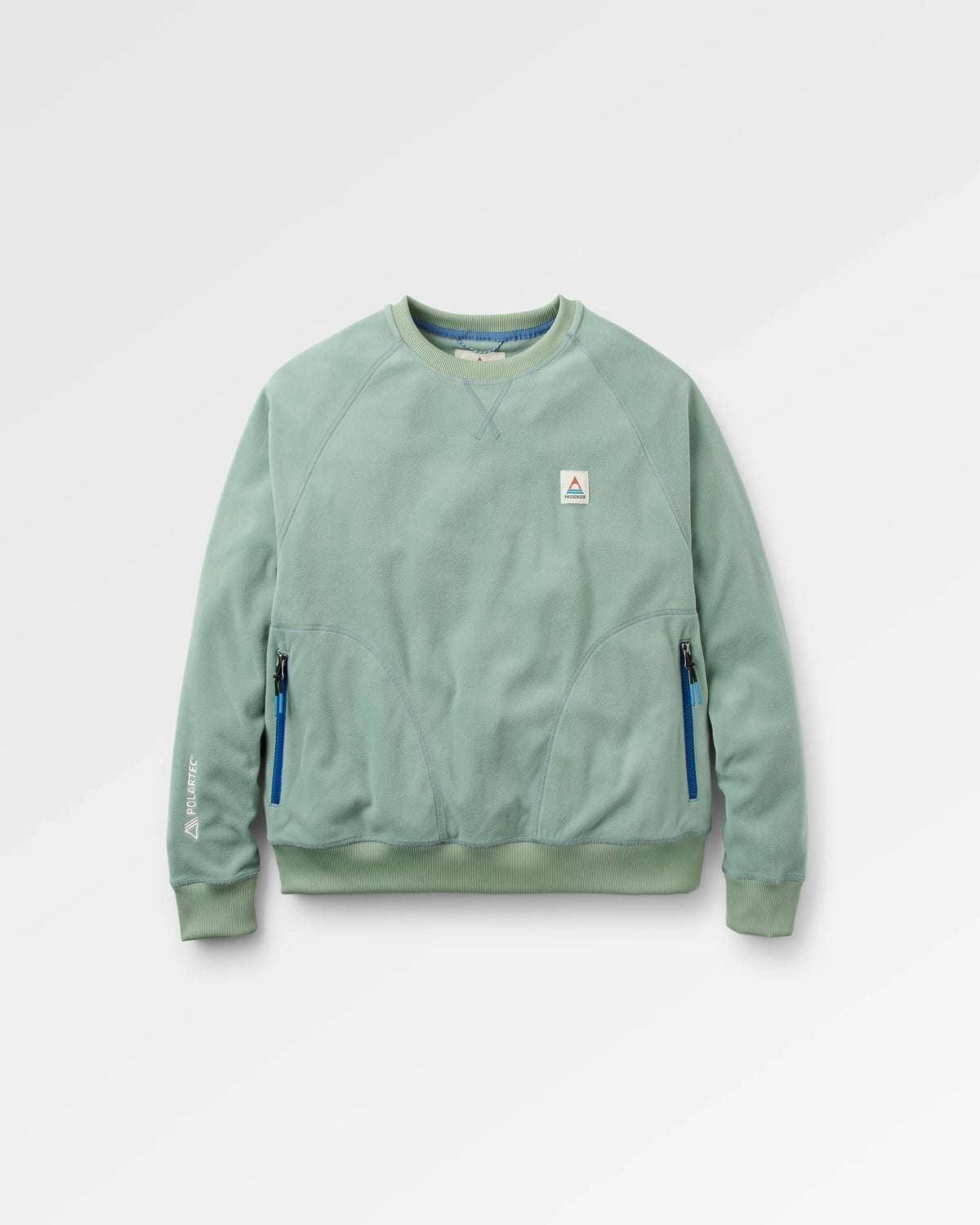 Ayla Micro Polartec® Crew Fleece - Pistachio - Flatlay