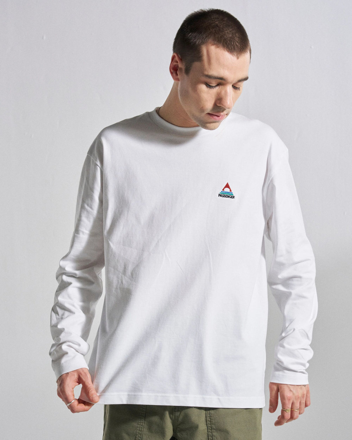 Vita Cotton Relaxed Fit LS T-Shirt - White - Studio Model