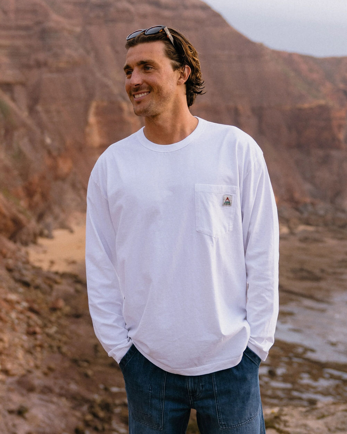 Heritage Relaxed Fit LS T-Shirt - White - Lifestyle