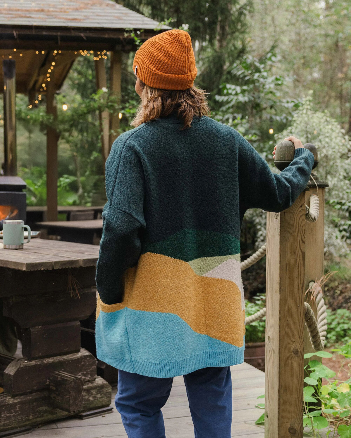 Scenic Long Knitted Cardigan - Scenic Dark Fern - Lifestyle