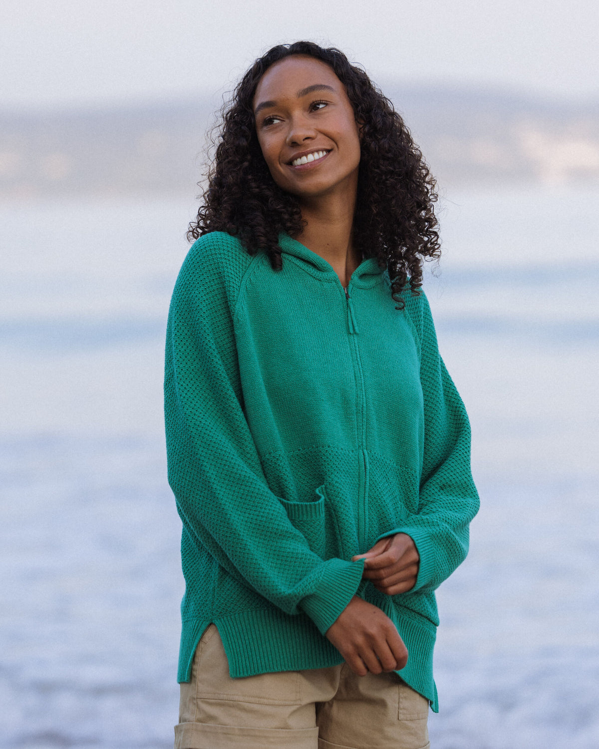 Cove Full Zip Knitted Hoodie - Greenlake - Lifestyle