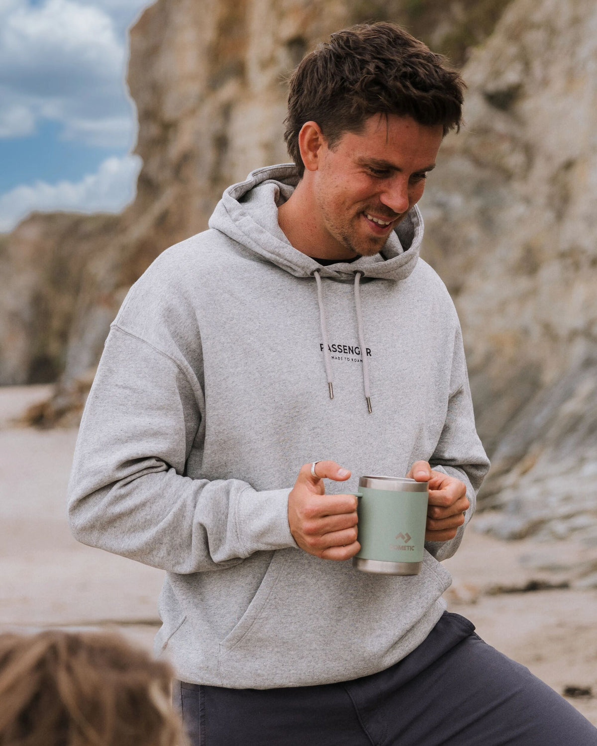 Passenger Relaxed Fit Hoodie - Grey Marl - Lifestyle