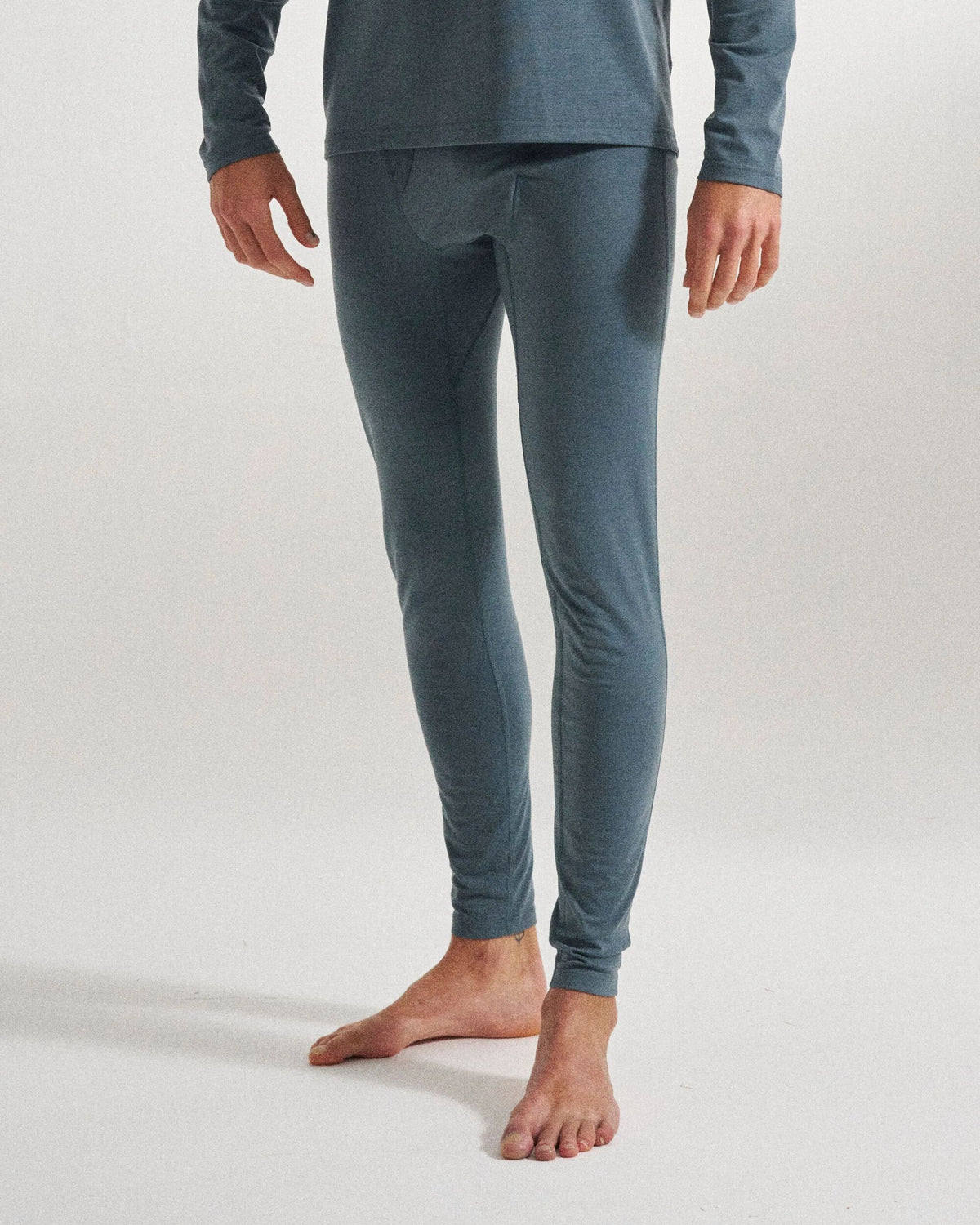 Men's Merino Blend Base Layer Bottom - Storm Grey - Studio Model