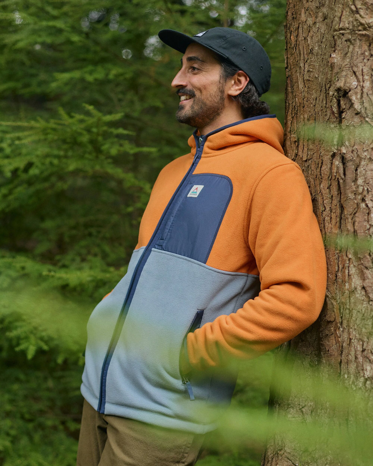 Loch Hooded Polar Fleece - Sunset Orange/Storm Grey - Lifestyle