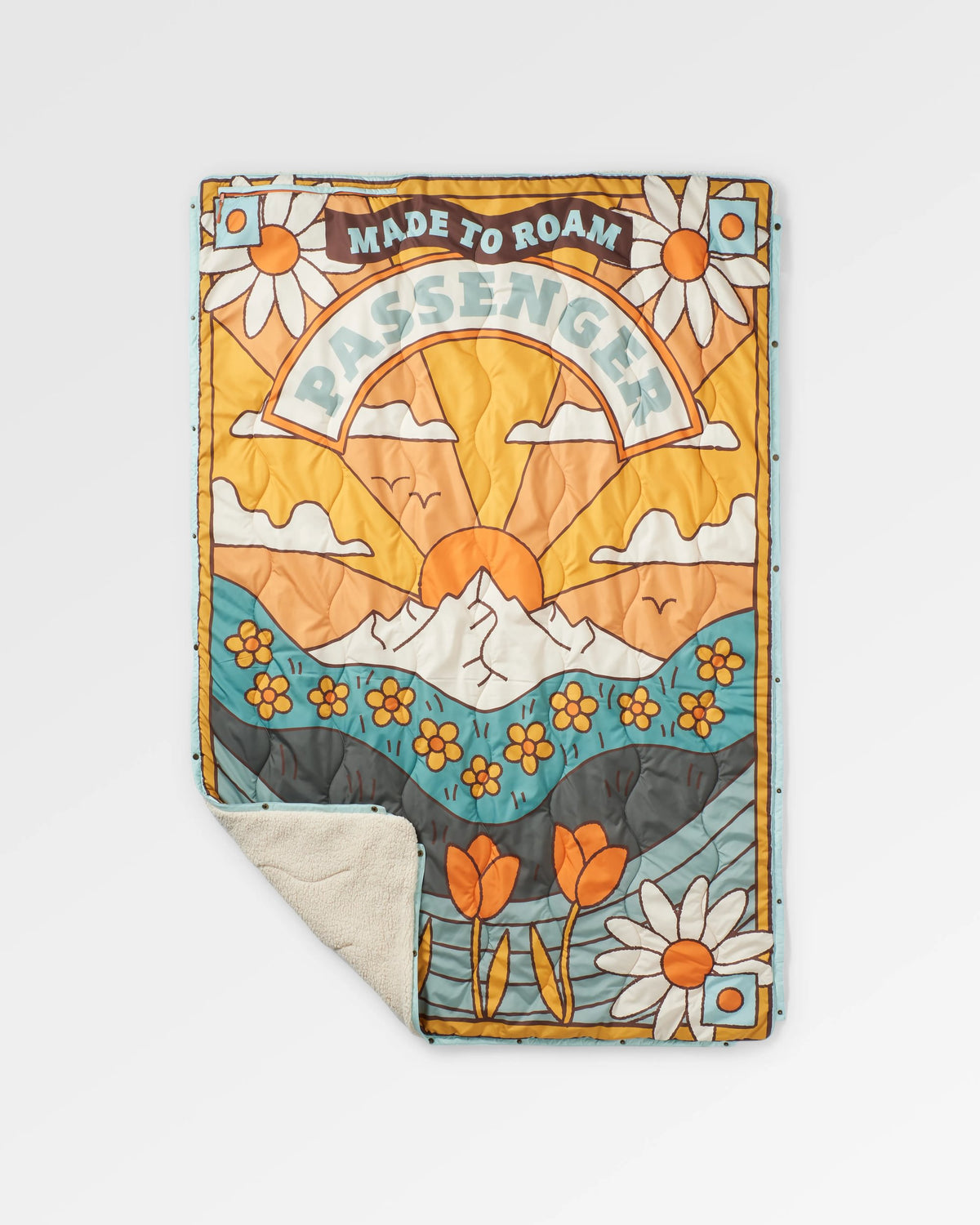 Cabin Sherpa Blanket - Seasonal Graphic/ Birch - Flatlay
