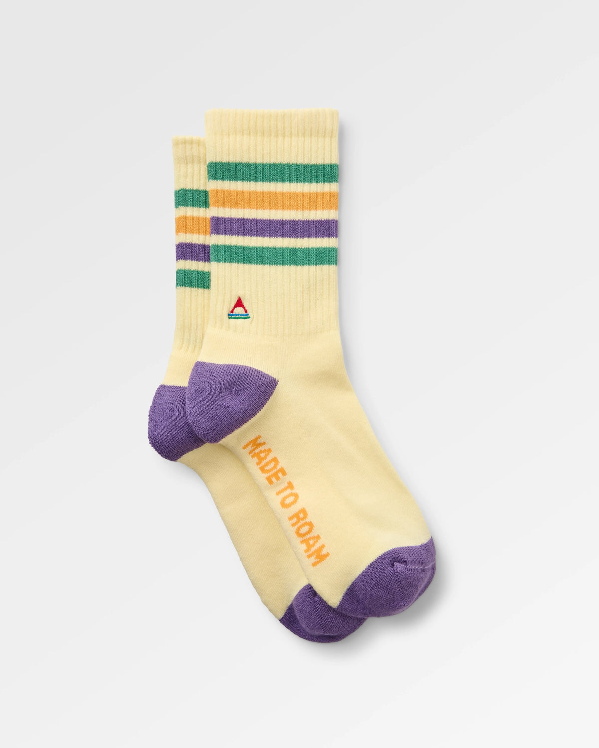 Classic Midweight Crew Socks - Pale Yellow - Flatlay