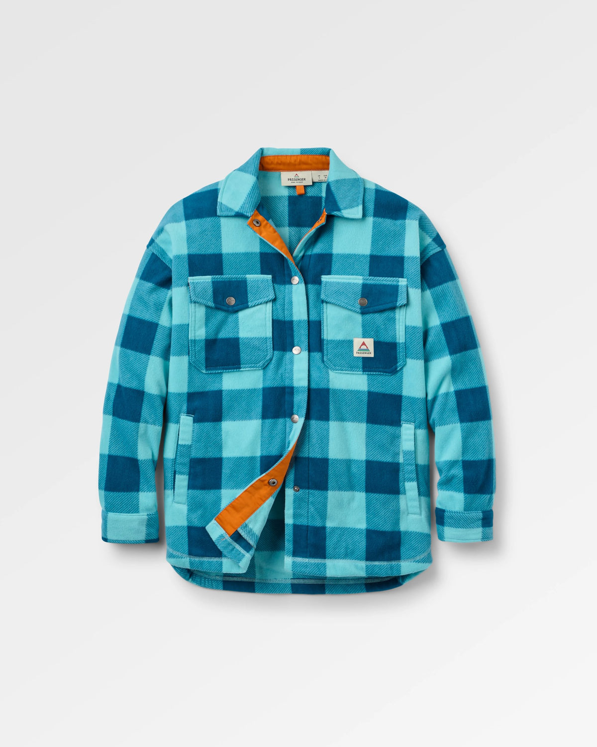East Polar Fleece Shirt - Retro Blue Check - Flatlay