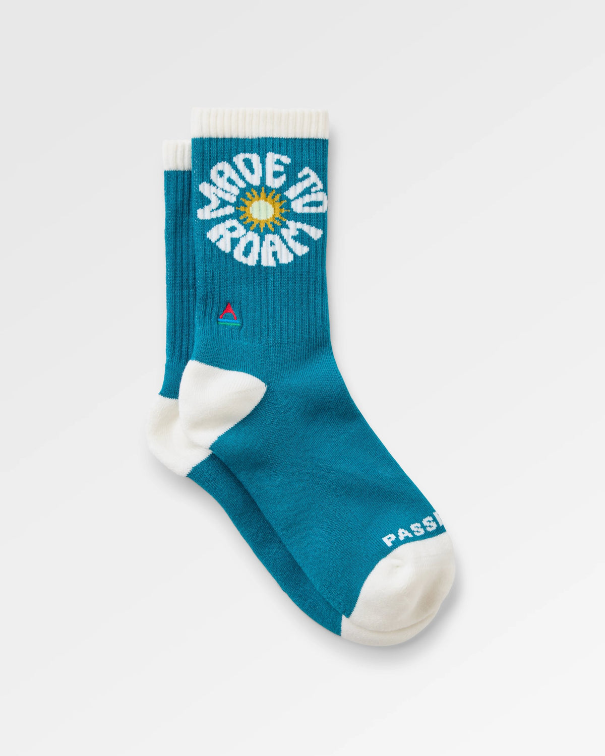 Made to Roam Graphic Crew Socks - Mediterranean - Flatlay