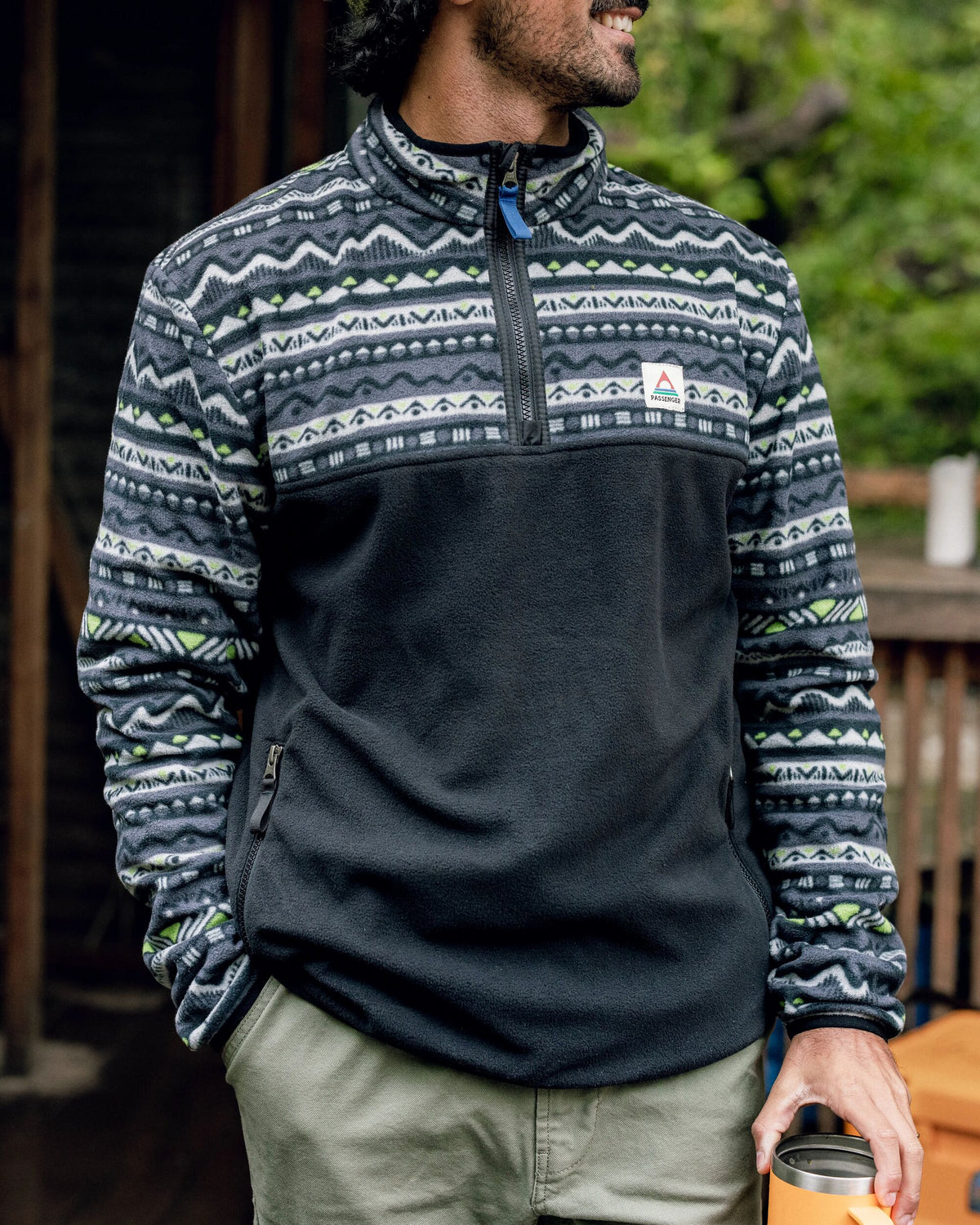Set Off Polar 1/4 Zip Fleece - Mountain Geo Charcoal - Lifestyle