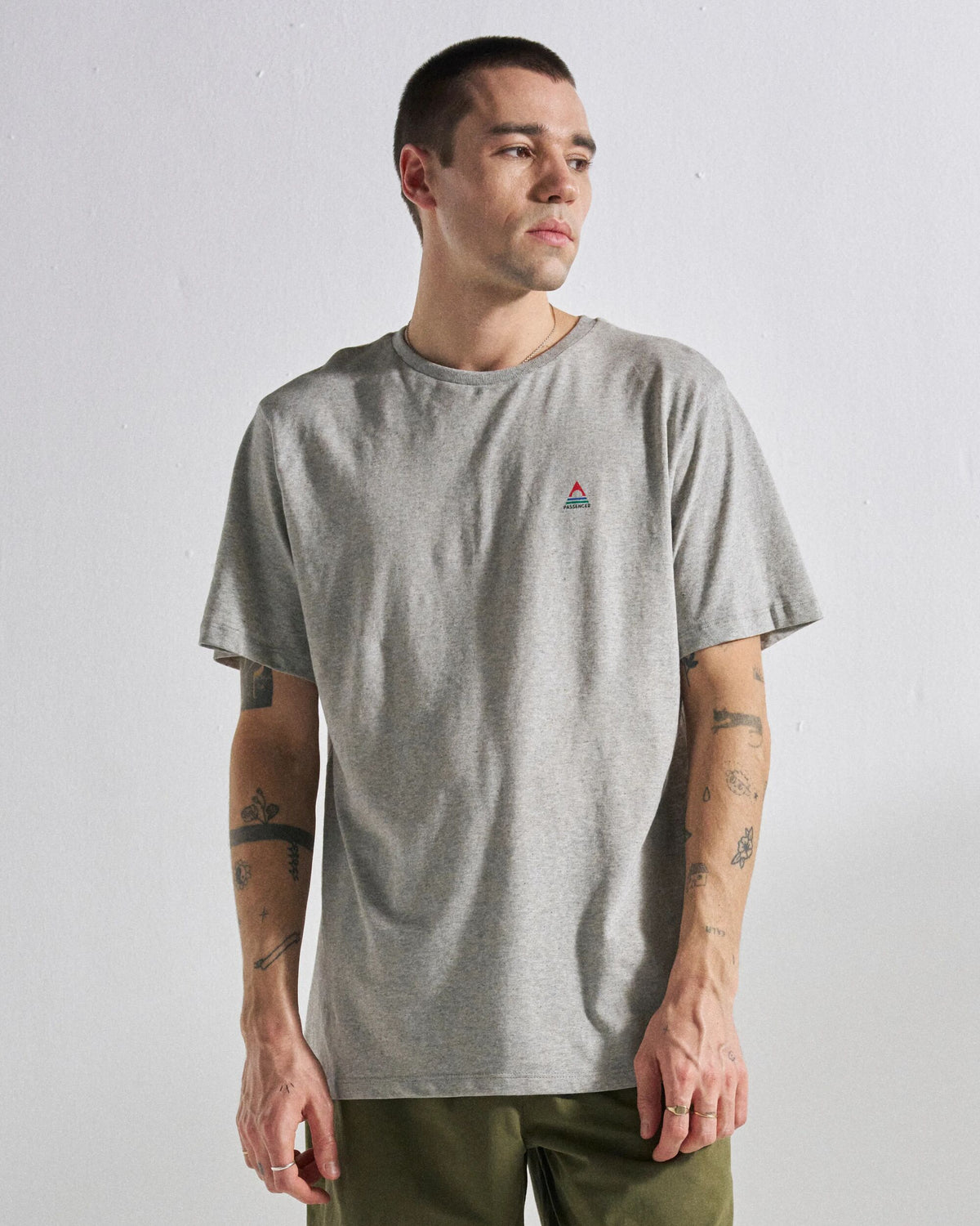 Classic Logo T-Shirt - Mid Grey Marl - Studio Model