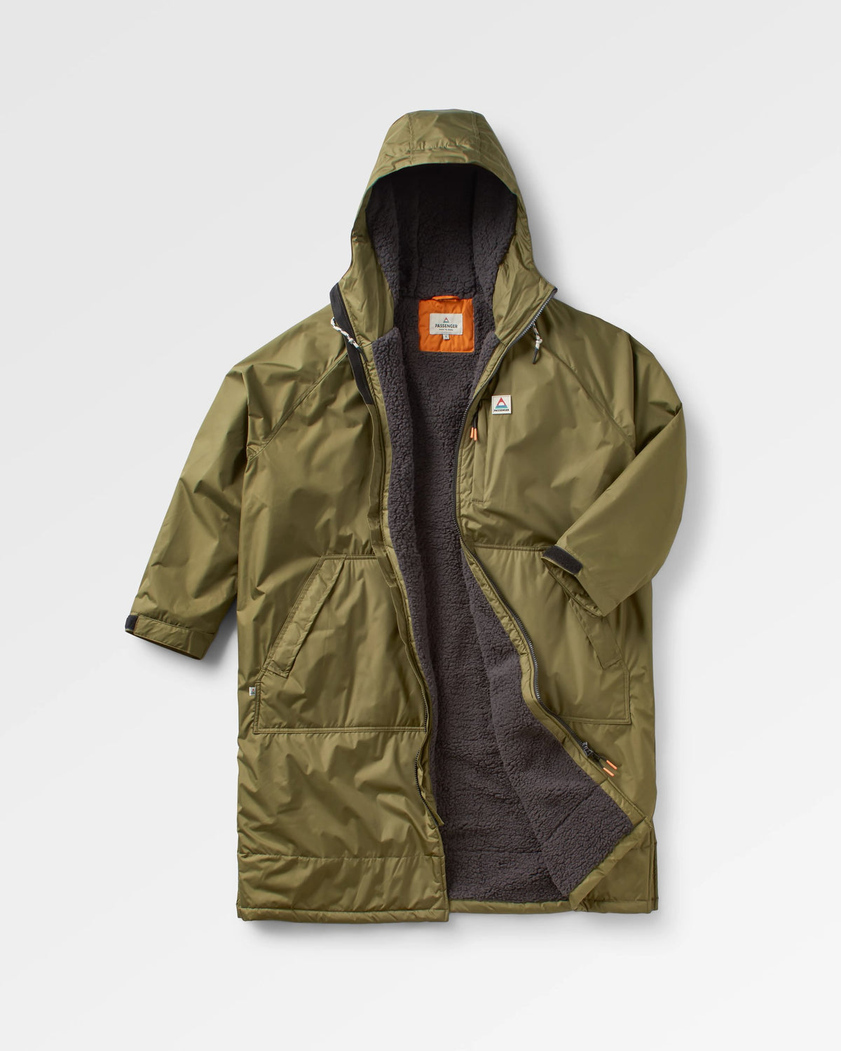 Waves Sherpa Lined Changing Robe - Khaki - Flatlay
