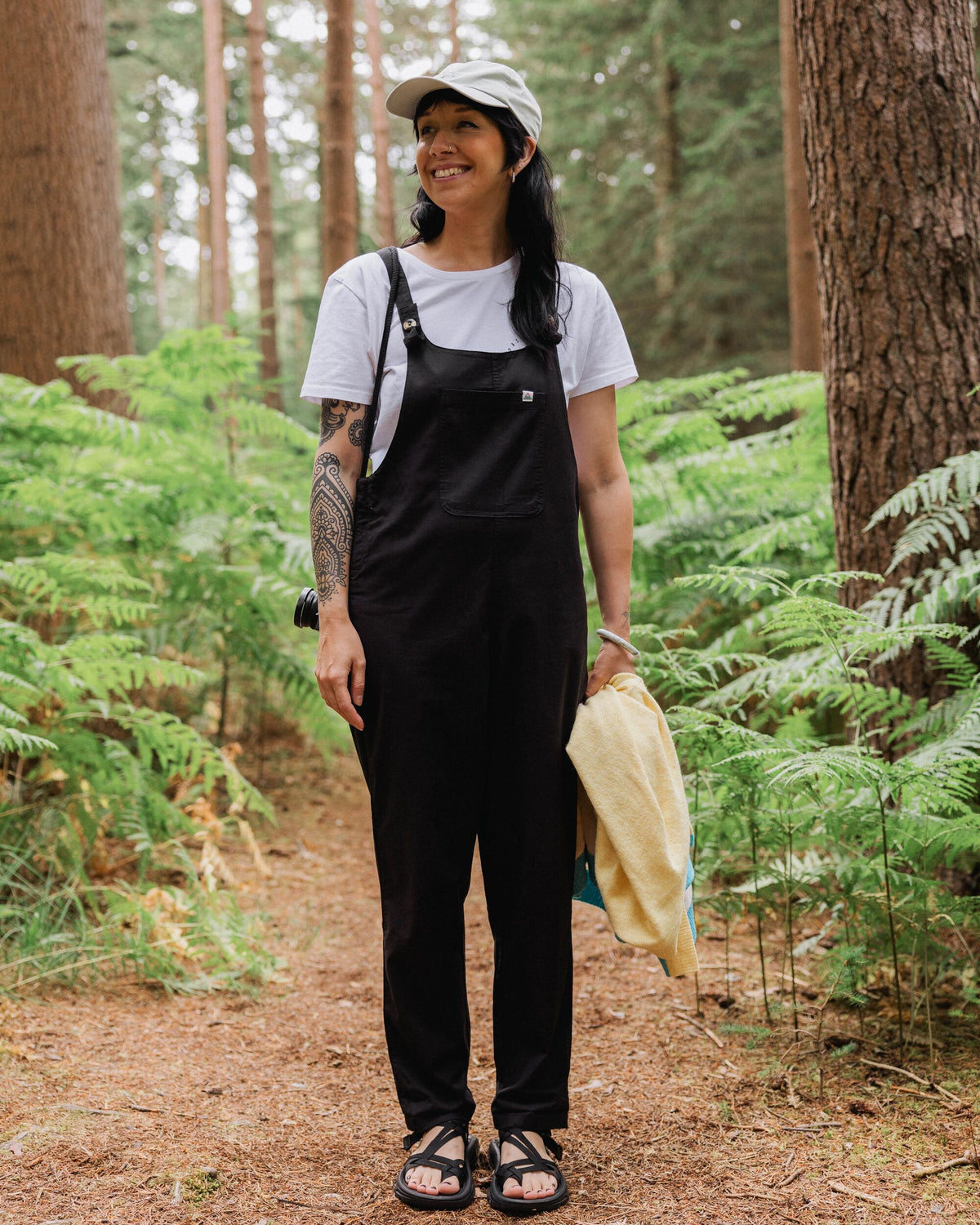 Meadows Cotton Dungarees - Black - Lifestyle
