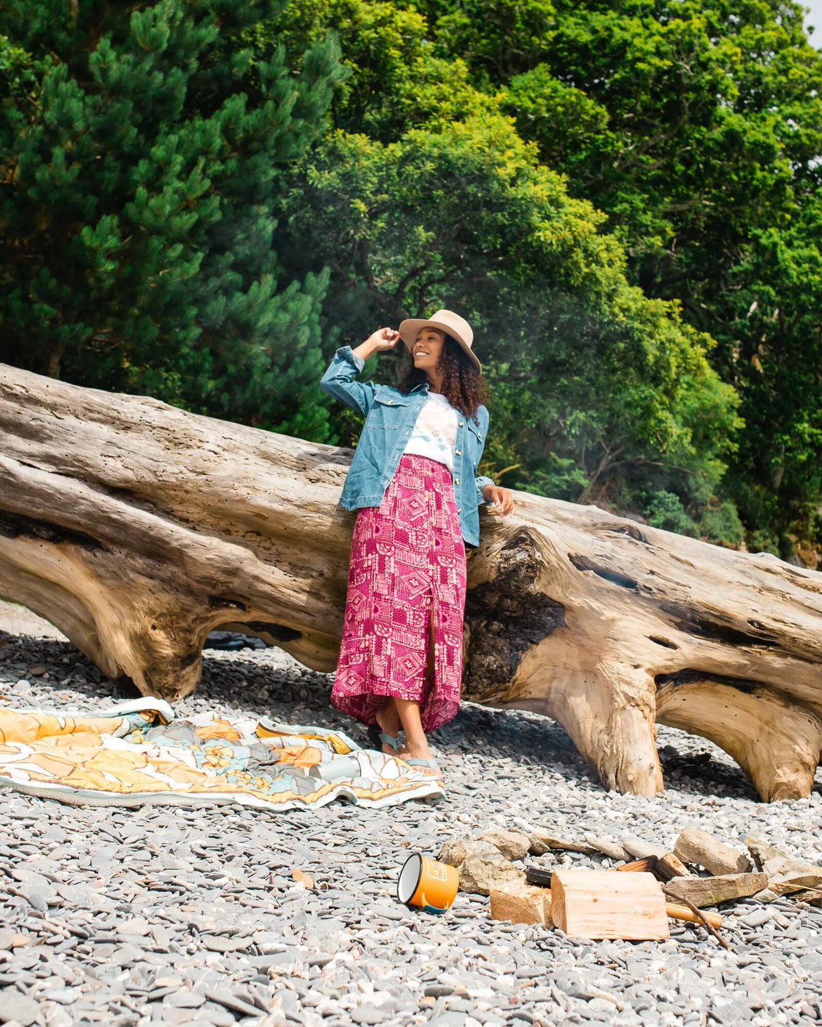 Hannah Skirt - Vintage Patchwork Wine - Lifestyle