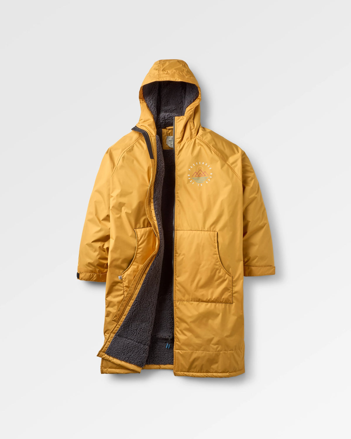 Escapism Sherpa Lined Changing Robe - Spruce Yellow - Flatlay