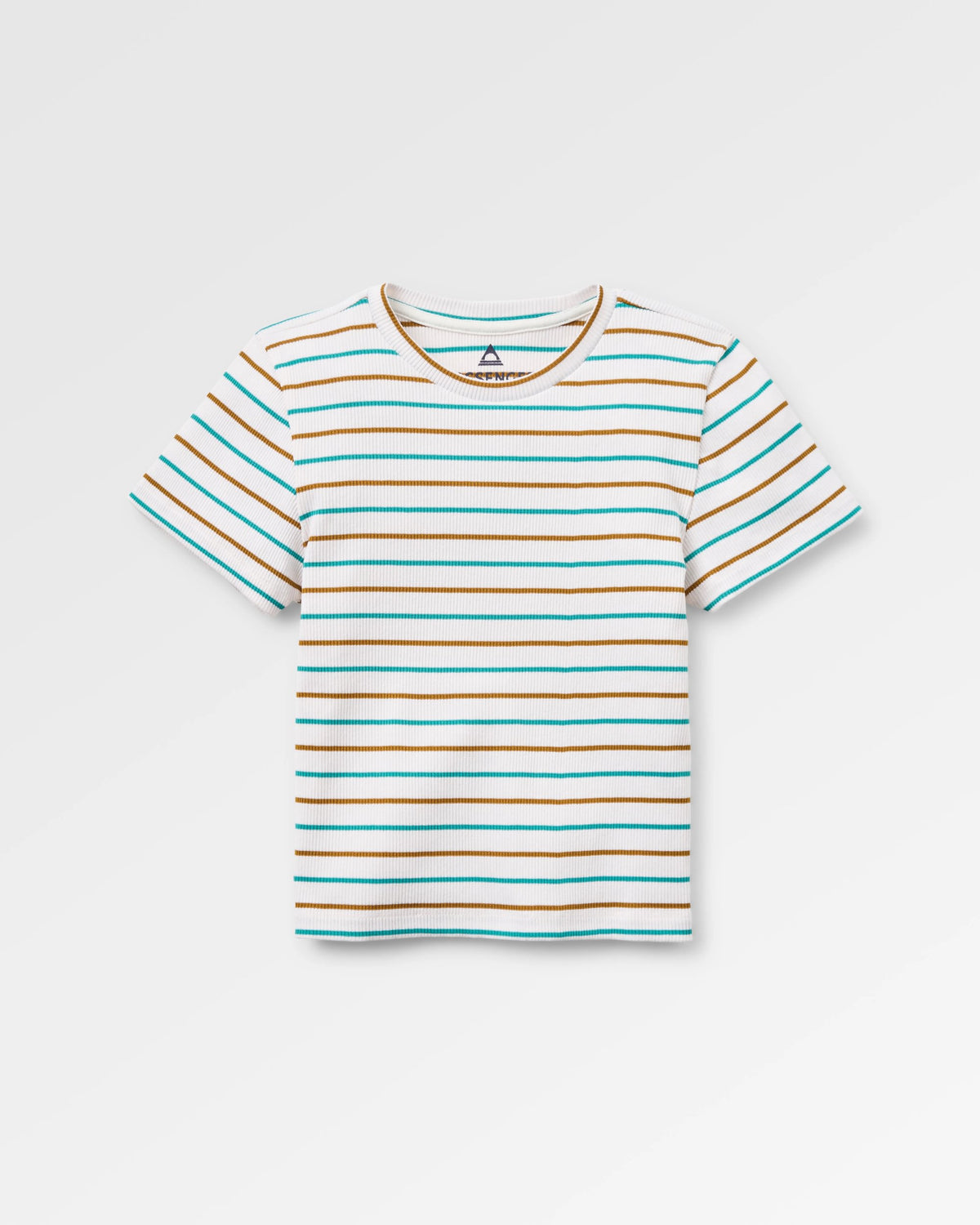 Out There Ribbed Cropped T-Shirt - Spruce Yellow/Aqua Stripe - Flatlay