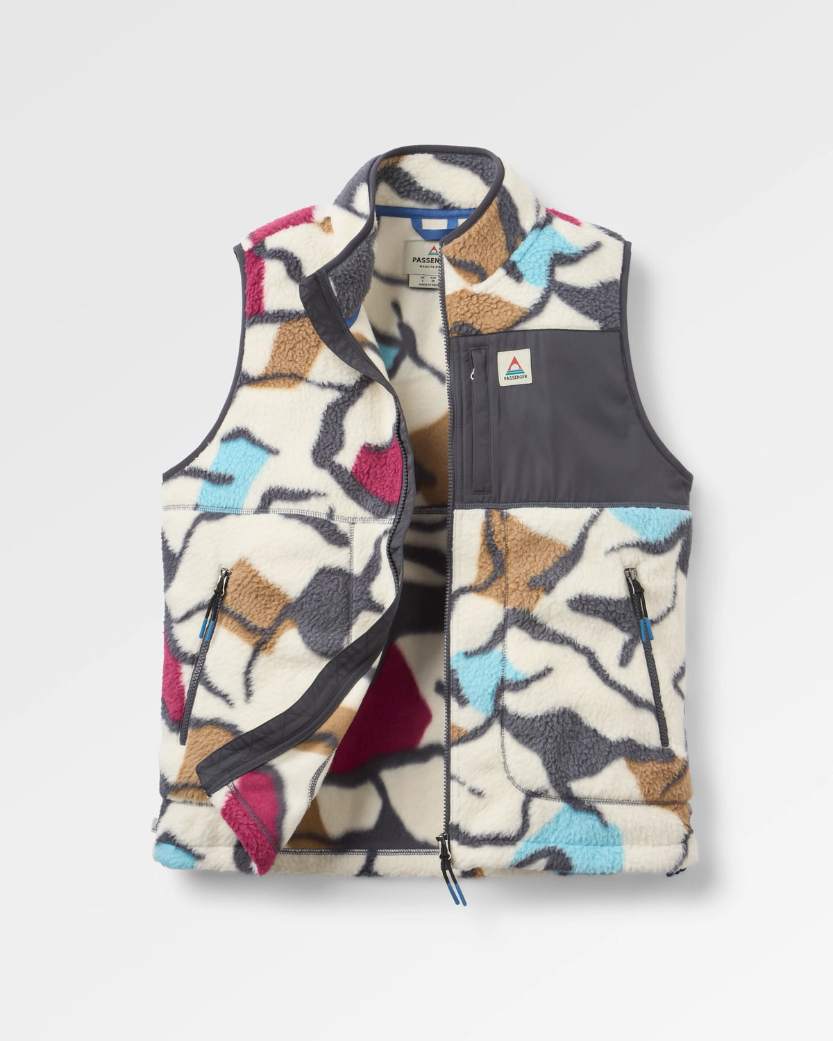 Fairbanks Sherpa Gilet - Abstract Trails Off White - Flatlay