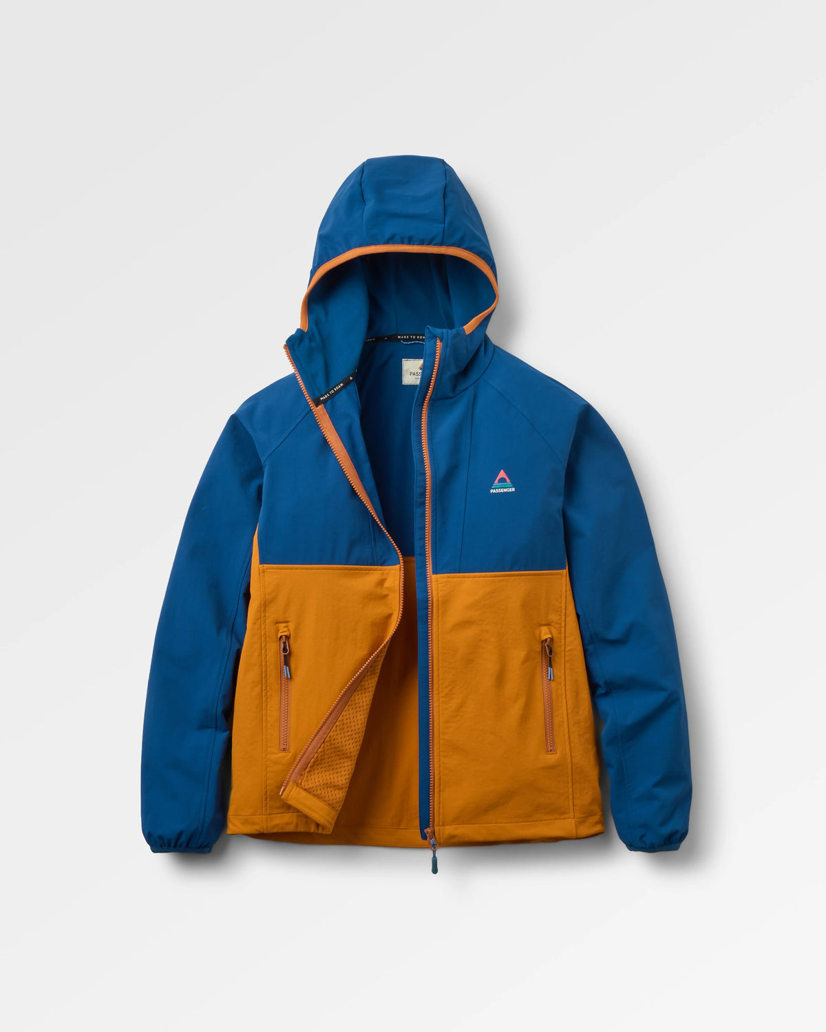 Trailscape Women's Lightweight Softshell Jacket - Blue Navy/Retro Orange - Flatlay