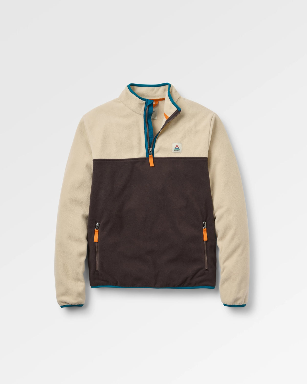Set Off Polar 1/4 Zip Fleece - Oatmeal/Espresso - Flatlay