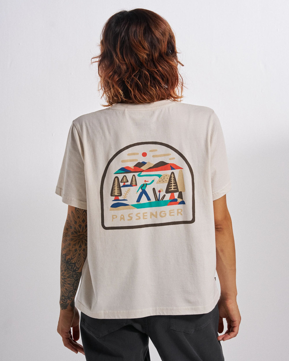 Lost Patch Women's Cotton T-Shirt - White Sand - Studio Model