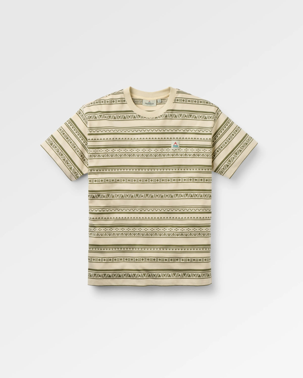 Mellower Jacquard T-Shirt - Geo Stripe Birch/Khaki - Flatlay