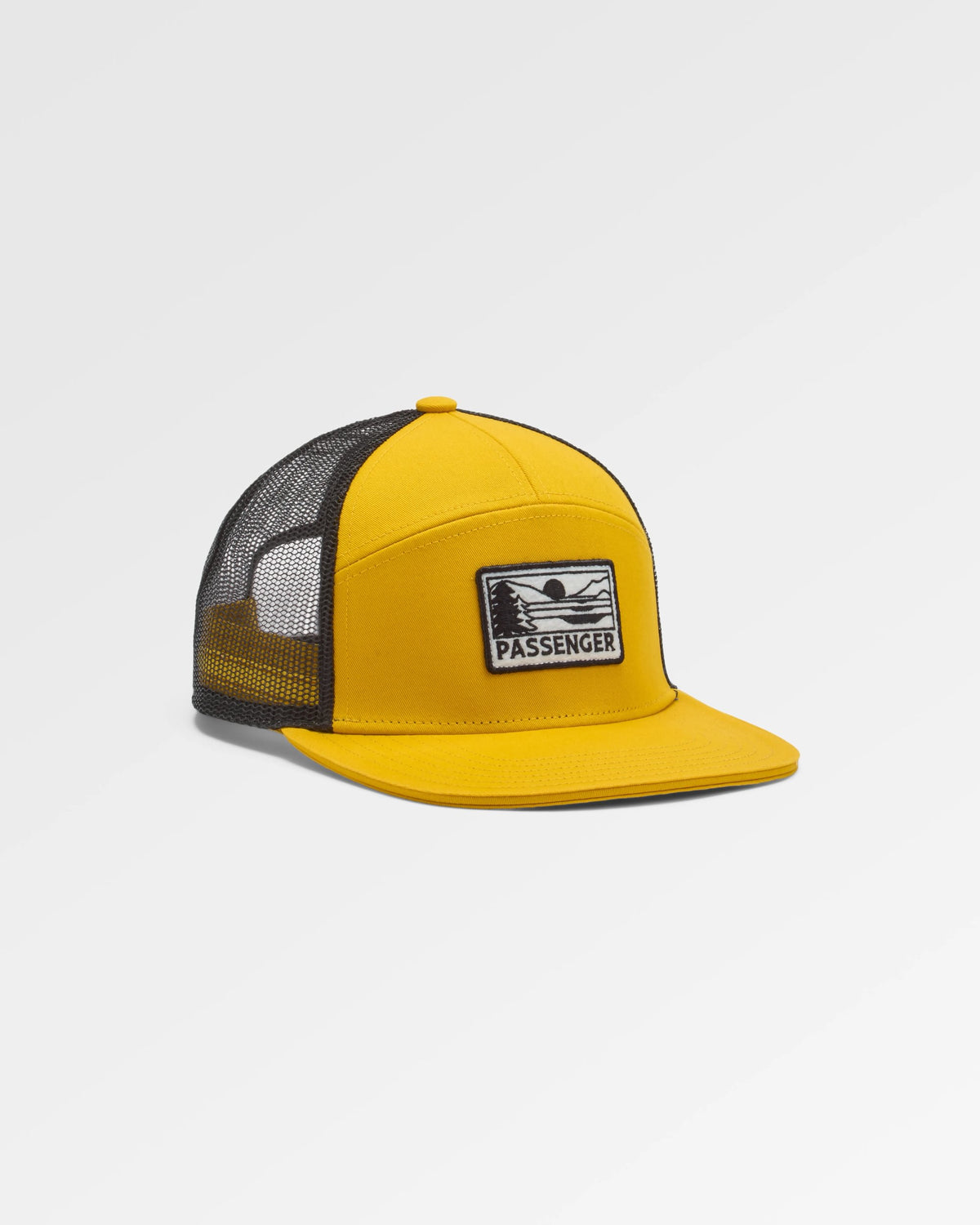 Roamer 7 Panel Cotton Trucker Cap - Spruce Yellow - Flatlay
