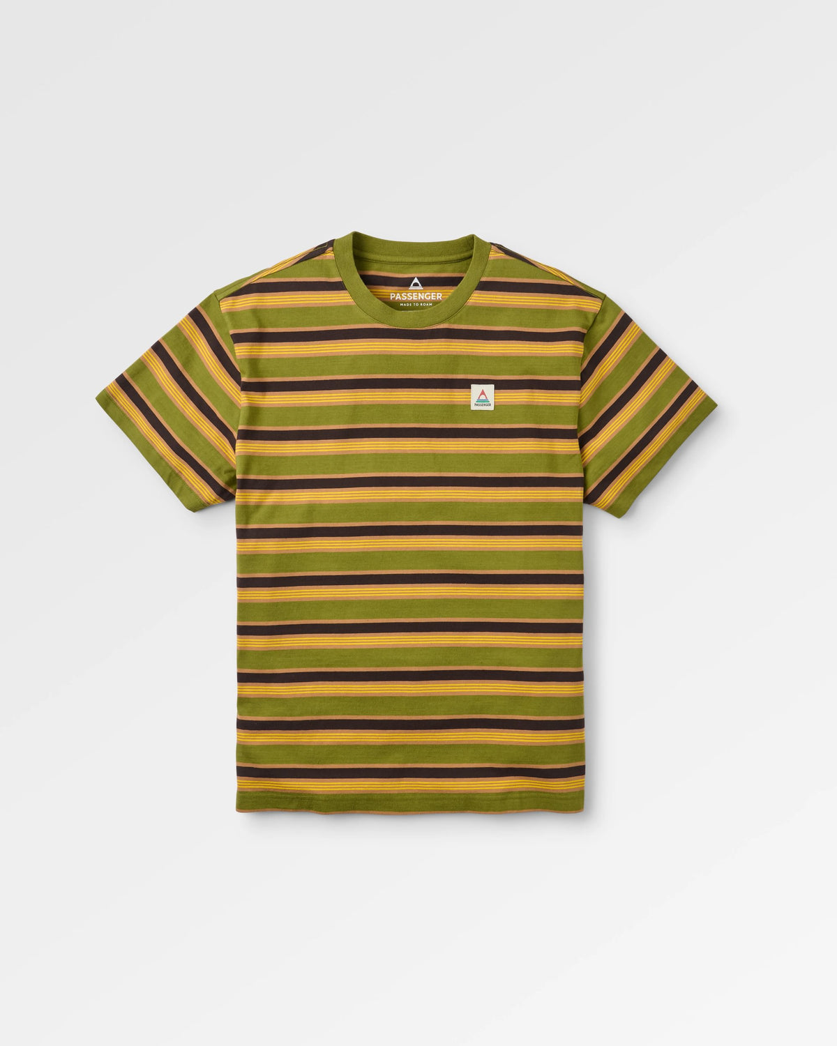 Retro Relaxed Fit T-Shirt - Khaki Multi Stripe - Flatlay