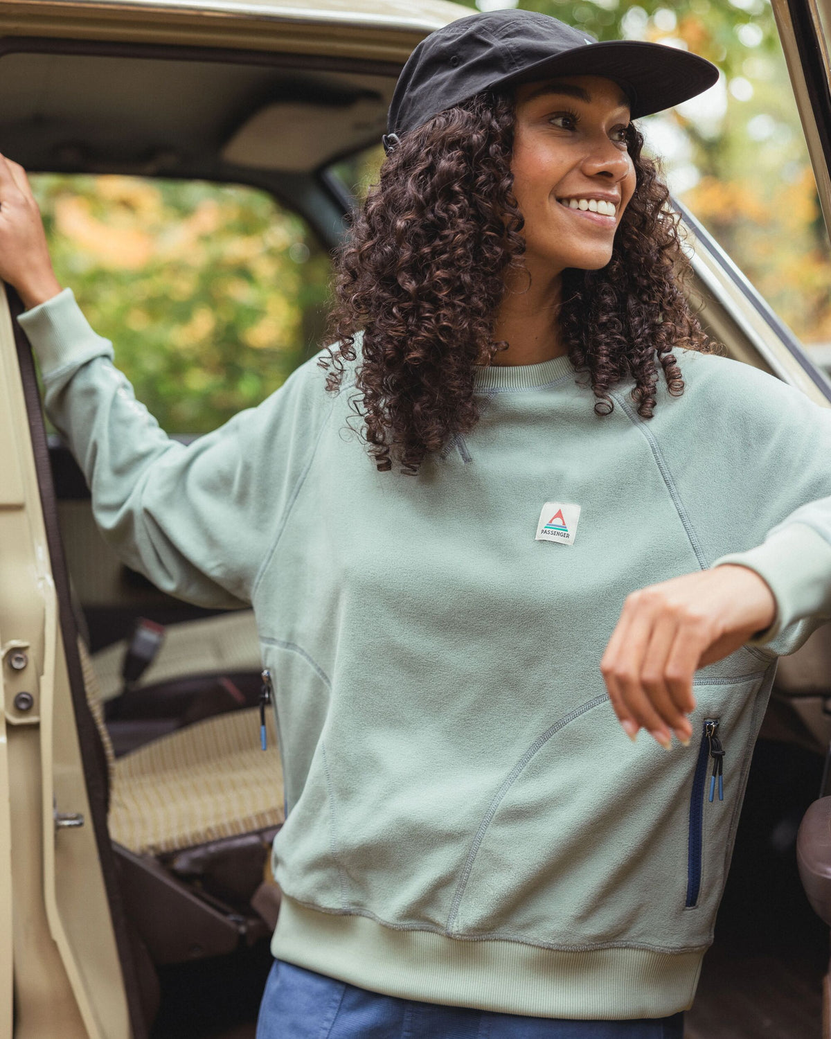 Ayla Micro Polartec® Crew Fleece - Pistachio - Lifestyle
