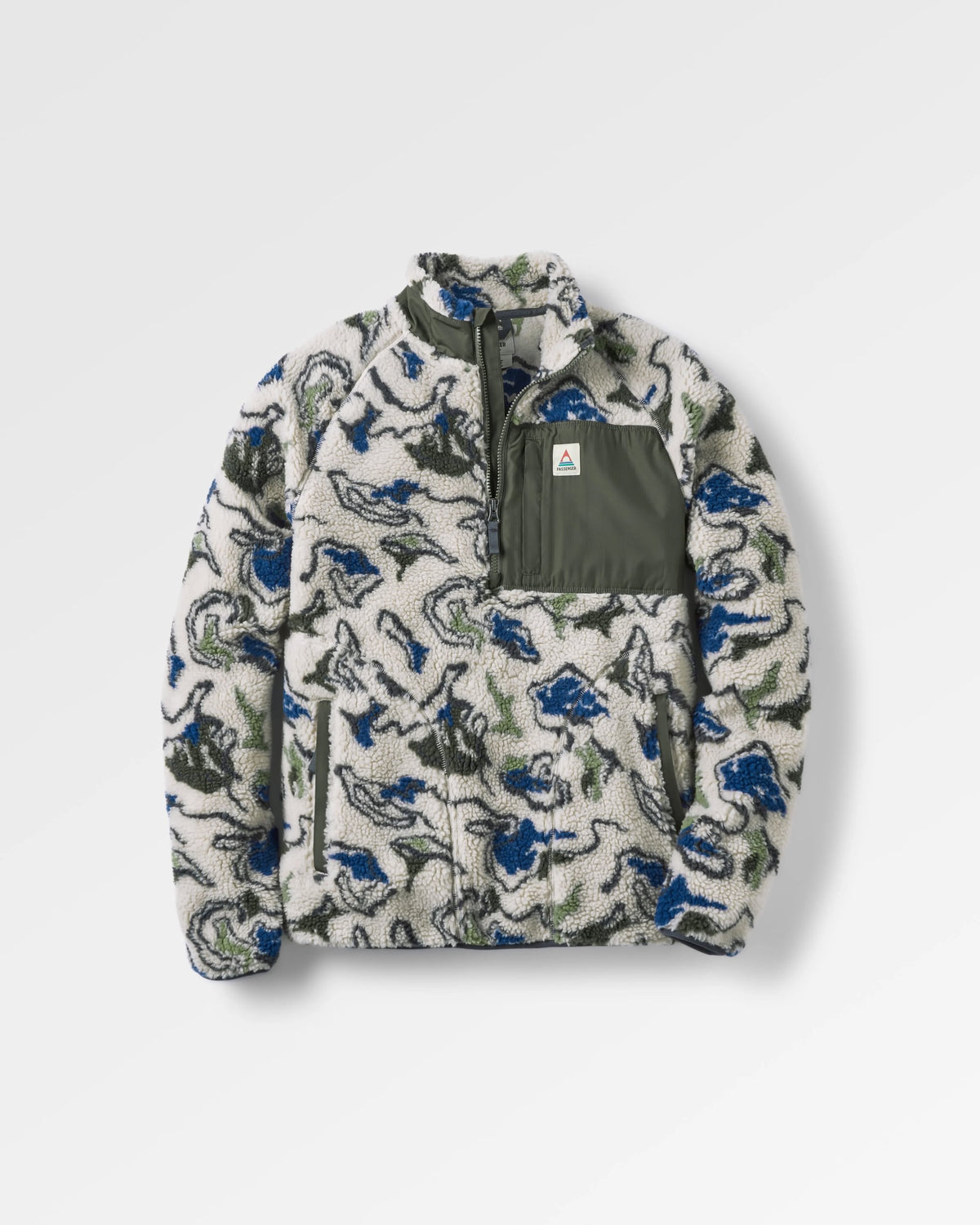 Offroad Sherpa 1/2 Zip Fleece - Abstract Strata Green - Flatlay