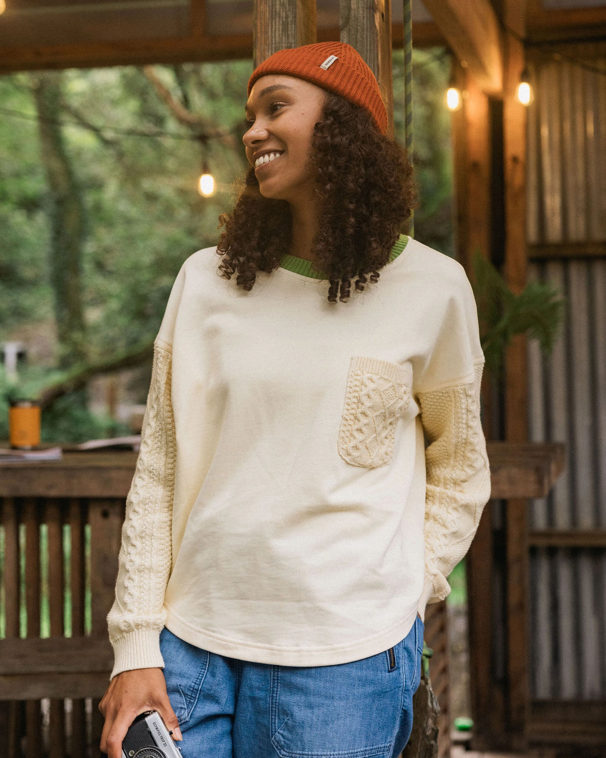 Aerial LS Knit Top - Oatmeal - Lifestyle