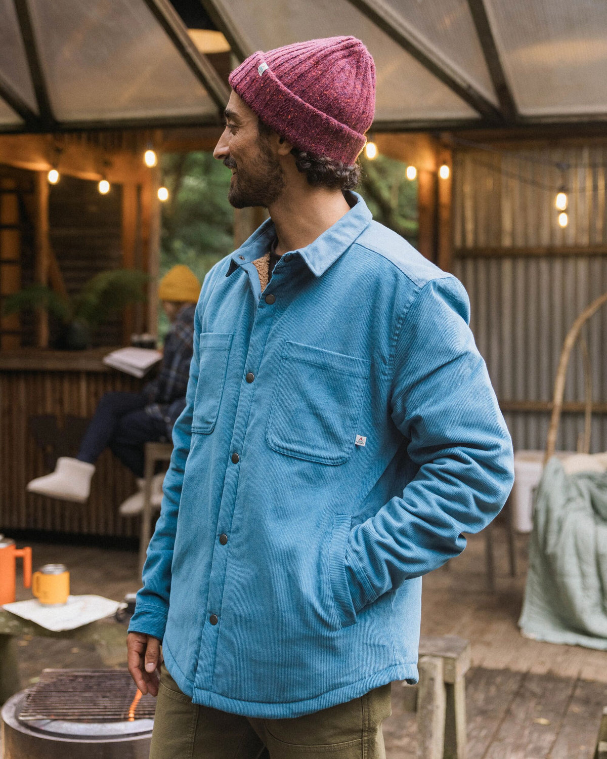 Kodiak Sherpa Lined Cord Overshirt - Blue Steel - Lifestyle