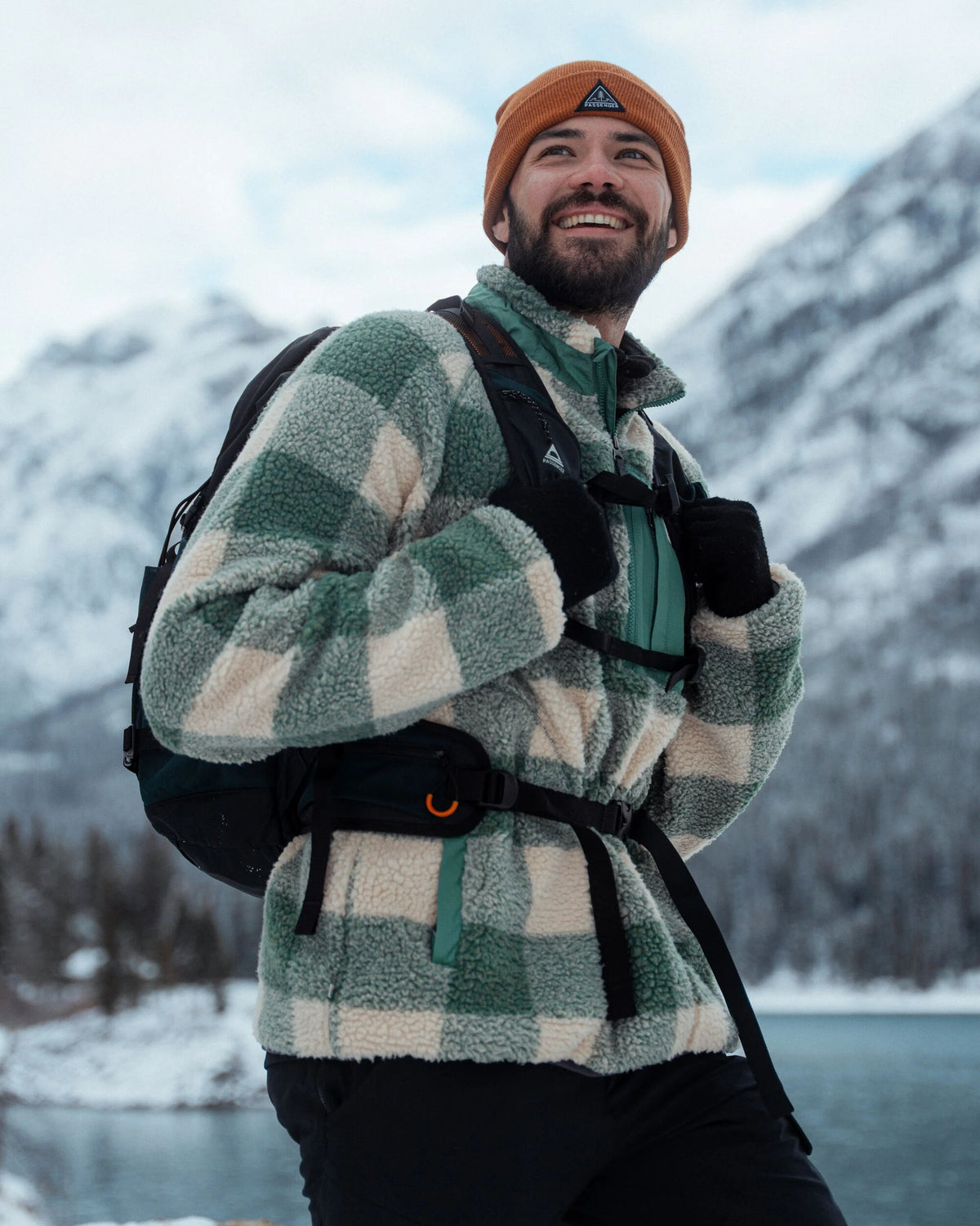 Offroad Sherpa 1/2 Zip Fleece - Dark Forest Check - Lifestyle
