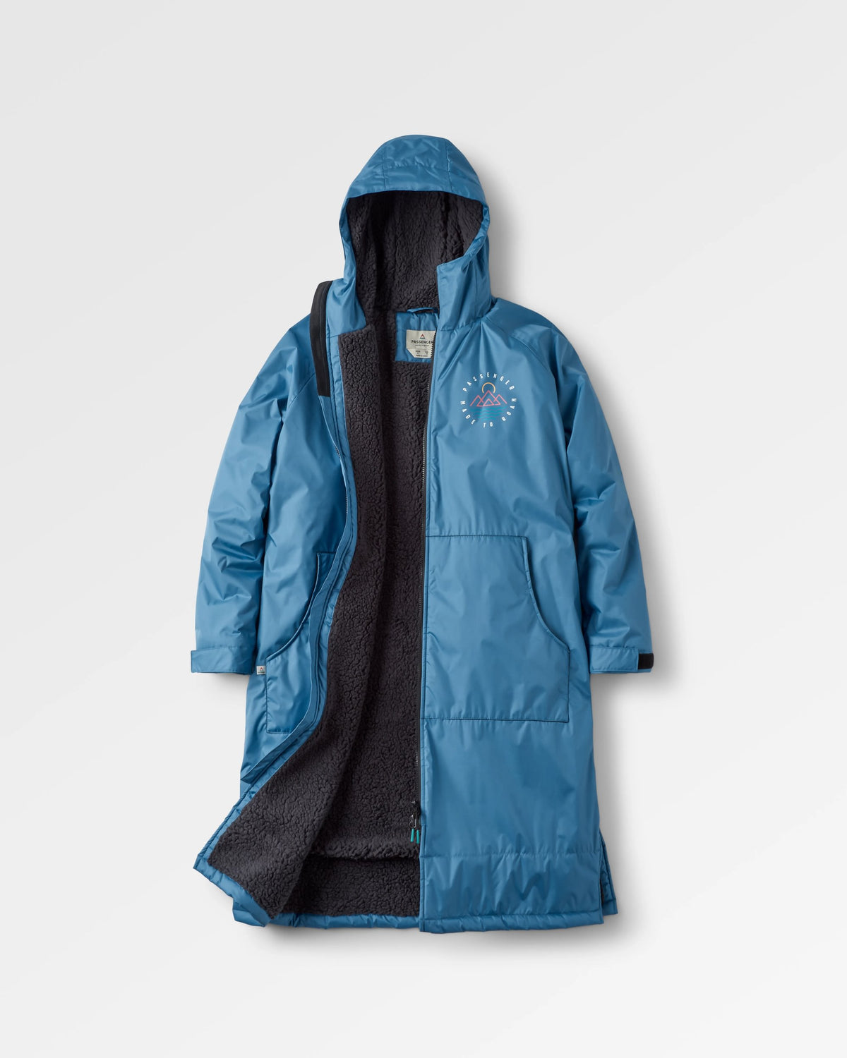 Escapism Sherpa Lined Changing Robe - Moonlight Blue - Flatlay
