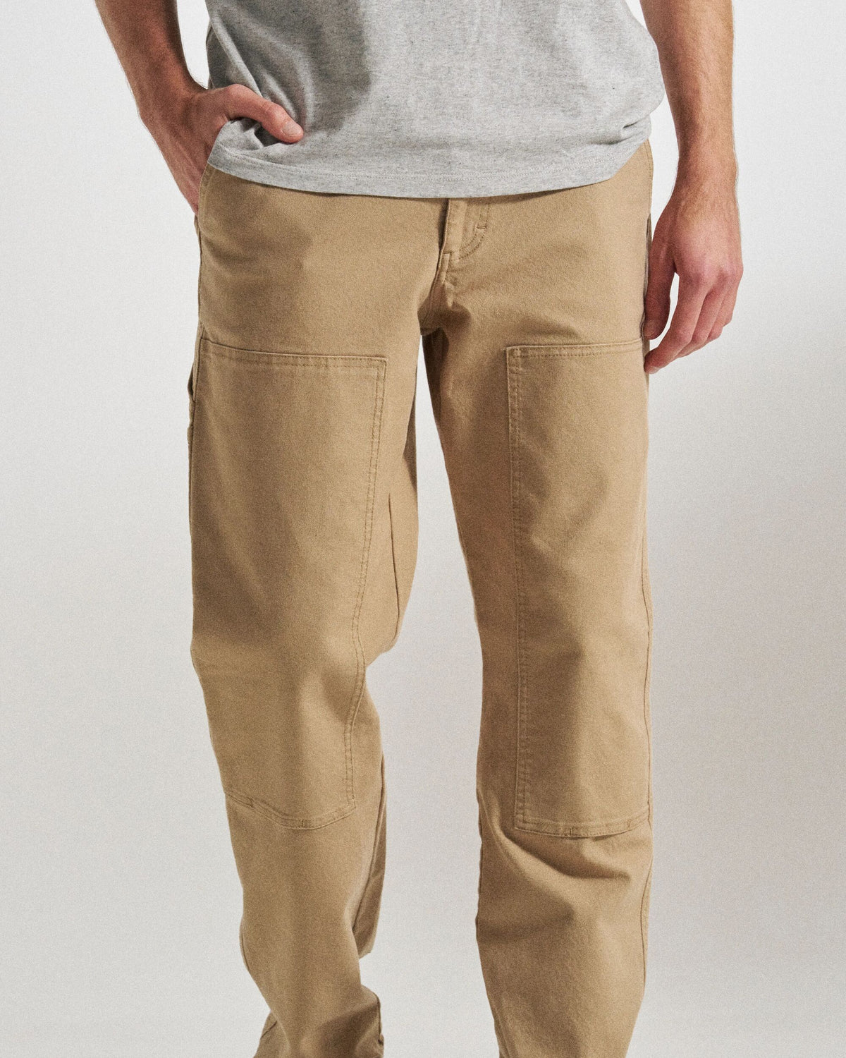 Vantage Cotton Canvas Trouser - Biscuit - Studio Model
