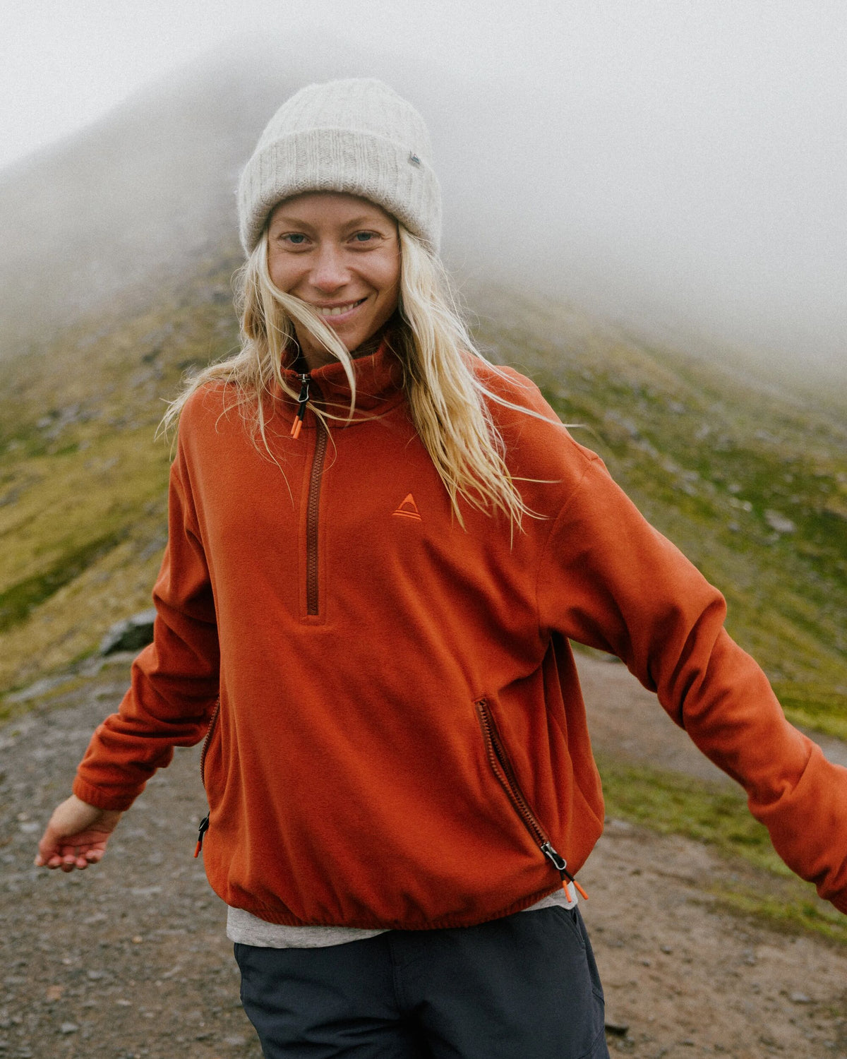 Ayla Micro Polartec® 1/4 Zip Fleece - Dark Rust - Lifestyle