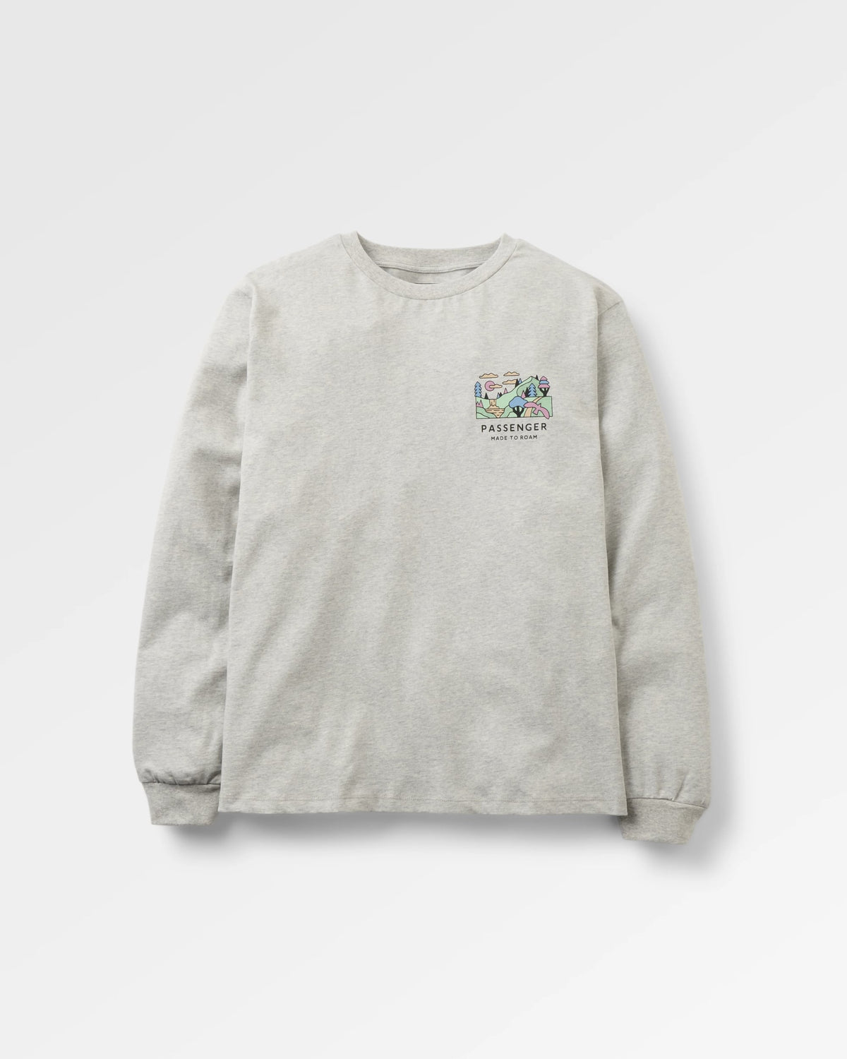 Slower Rhythms Women's Cotton LS T-Shirt - Grey Marl - Flatlay