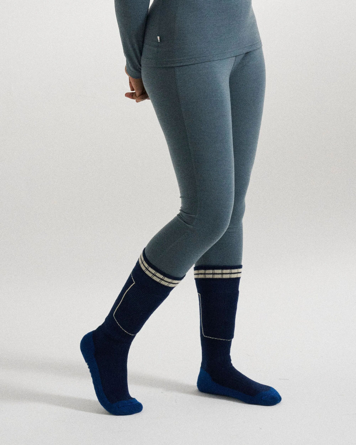 Women's Merino Blend Base Layer Bottom - Storm Grey - Studio Model