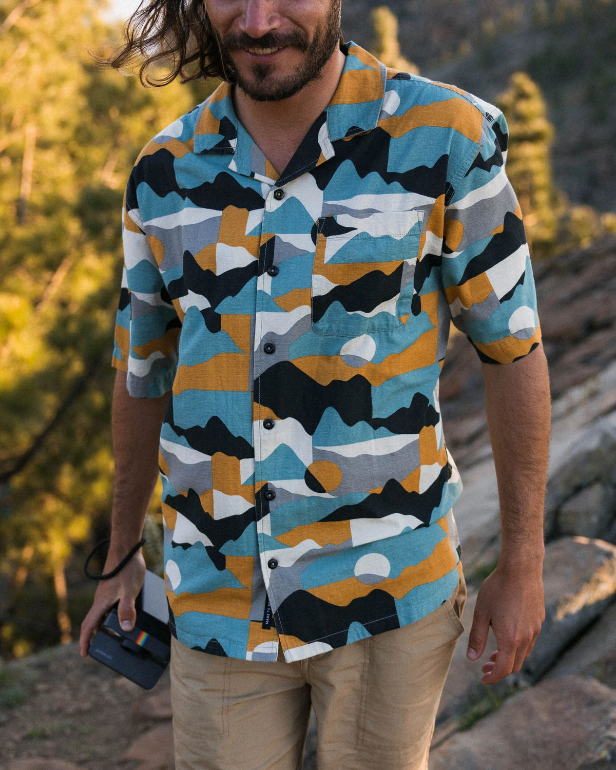 Cove Cotton Textured Shirt - Vista Patchwork Arctic - Lifestyle