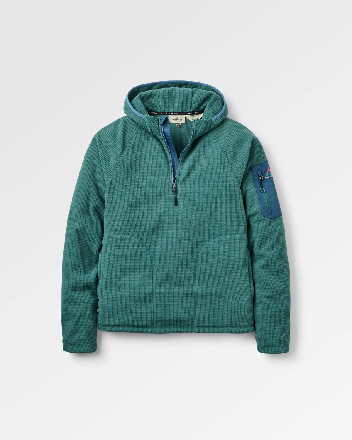 Forestscape Grid Fleece Hoodie - Deep Ocean - Flatlay
