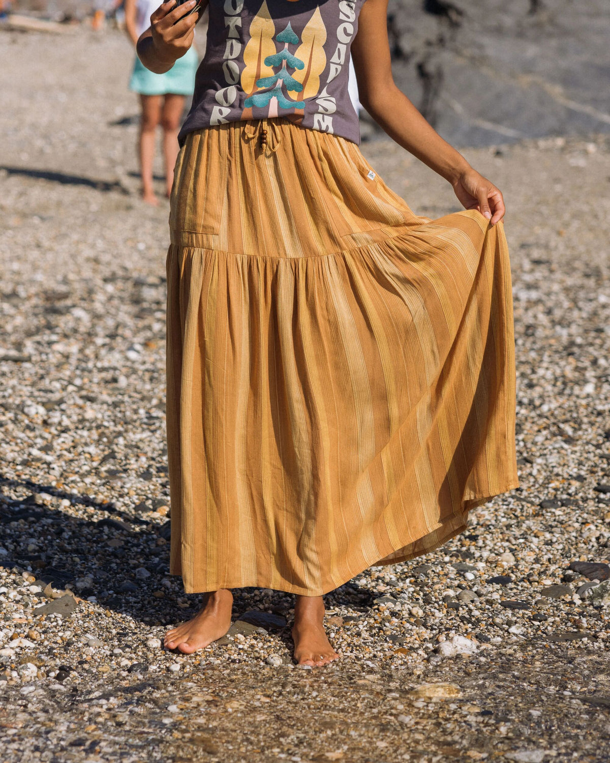 Zephyr Woven Maxi Skirt - Spruce Yellow Stripe - Lifestyle