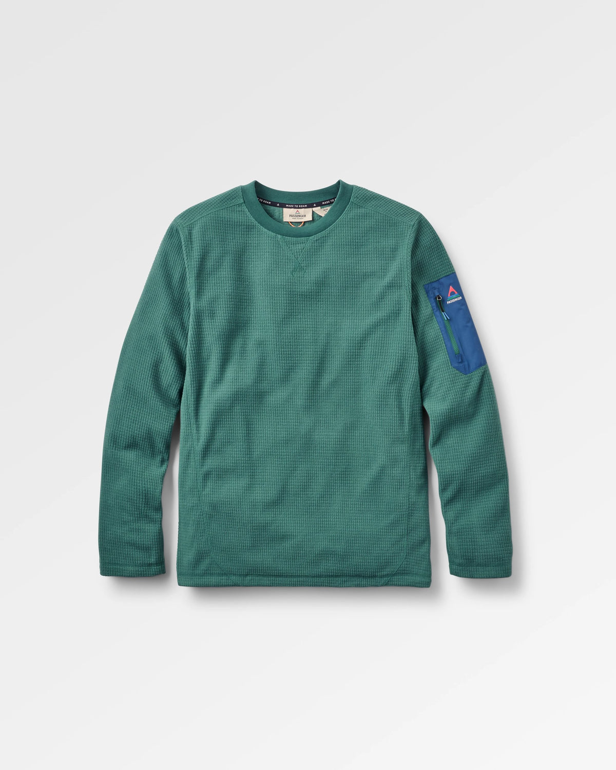 Forestscape Grid Fleece Crew - Deep Ocean - Flatlay