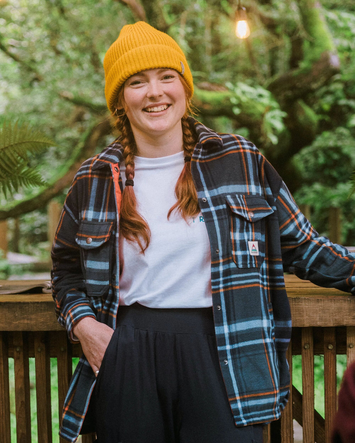 East Polar Fleece Shirt - Rich Navy/Faded Denim Check - Lifestyle
